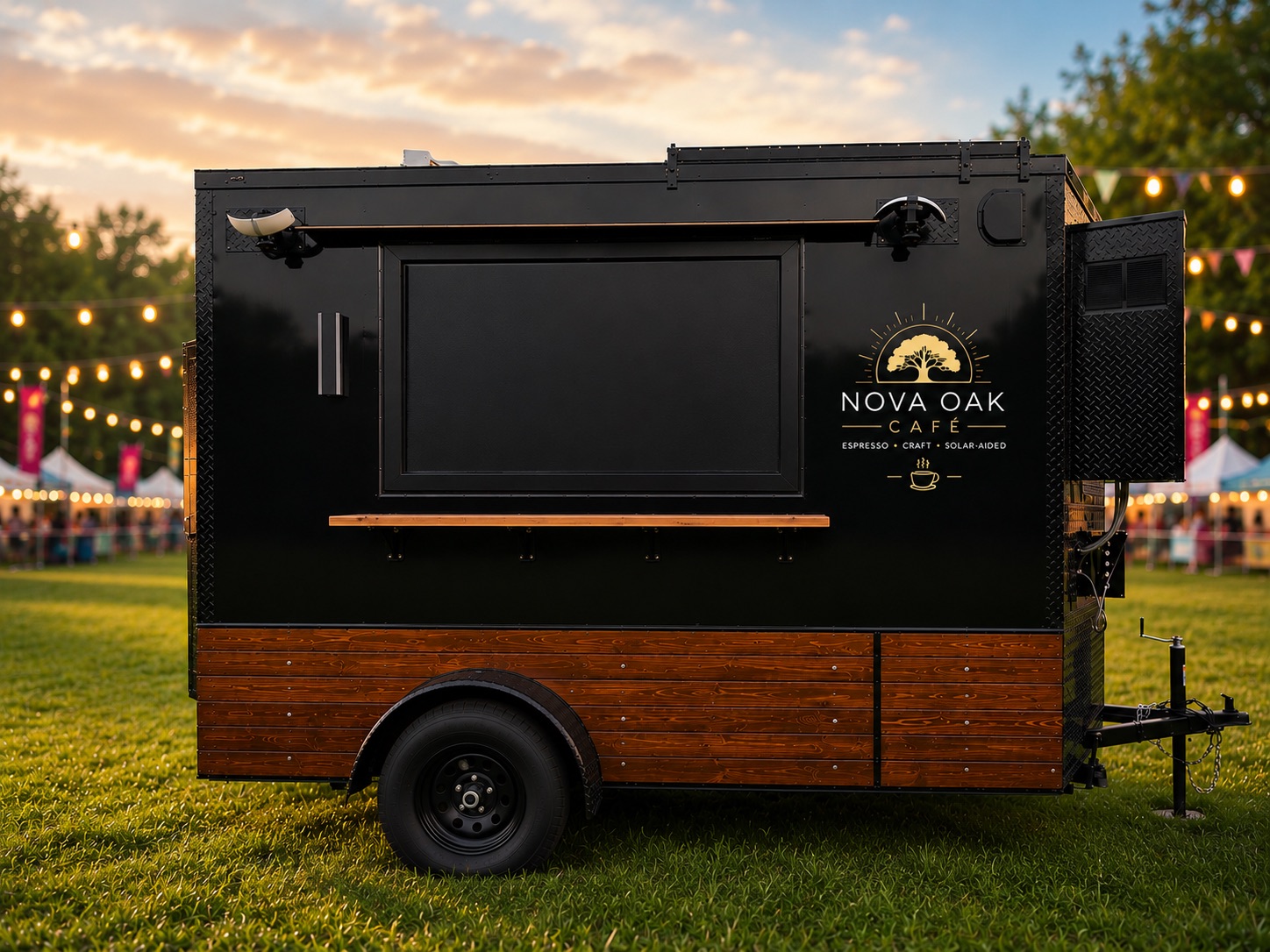 Nova Oak Cafe mobile coffee trailer at a festival